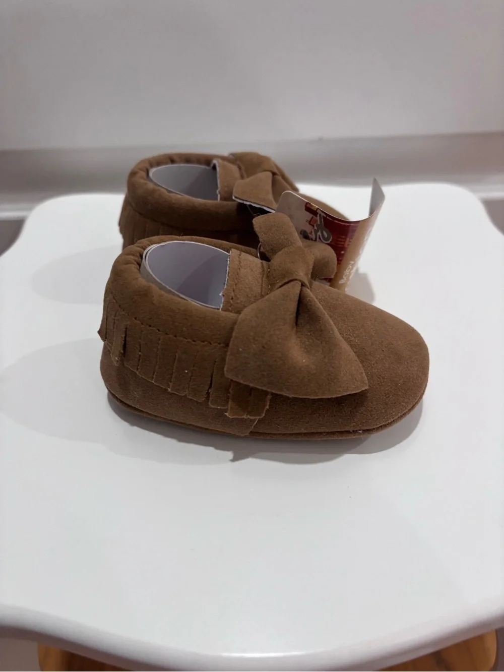 Brown Bow Baby Shoes - Soft Slip-On Kids Shoes